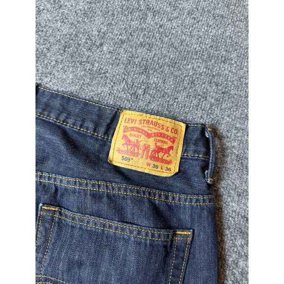 Levi's Jeans Mens 36x33* Blue 569 Loose Straight American Dark‎ Wash Denim - Picture 3 of 12